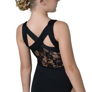 Danz N Motion 12-14 cross back leotard with mesh